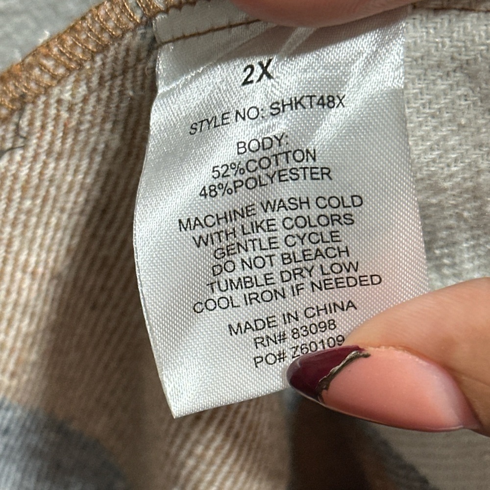 🍁 Ci Sono Plaid Shacket Jacket XXL | Tan Cream Check | Soft Brushed Fall Layer 🍁 - Picture 4 of 7